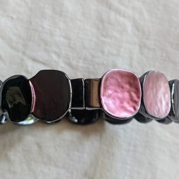 Pink Enamel and Silver-Tone Bracelet - Picture 3 of 4